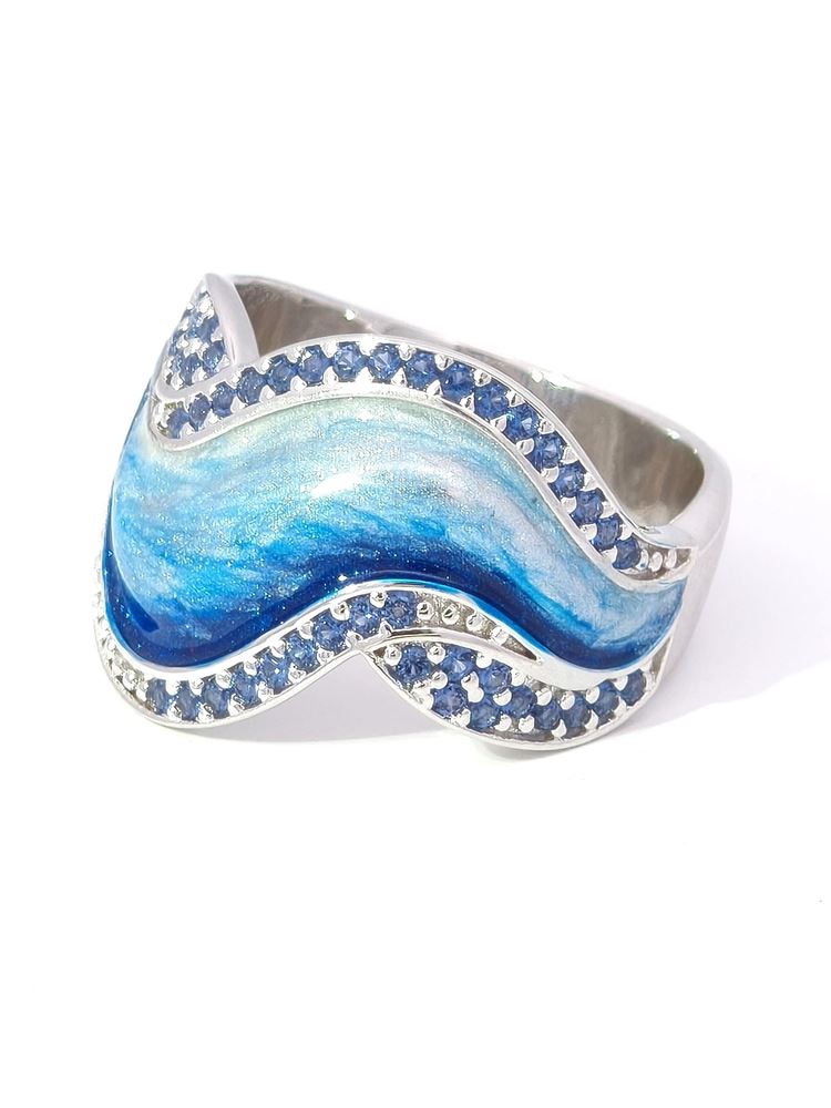 WAVE BLUE STONES BLUE GLAZED RING