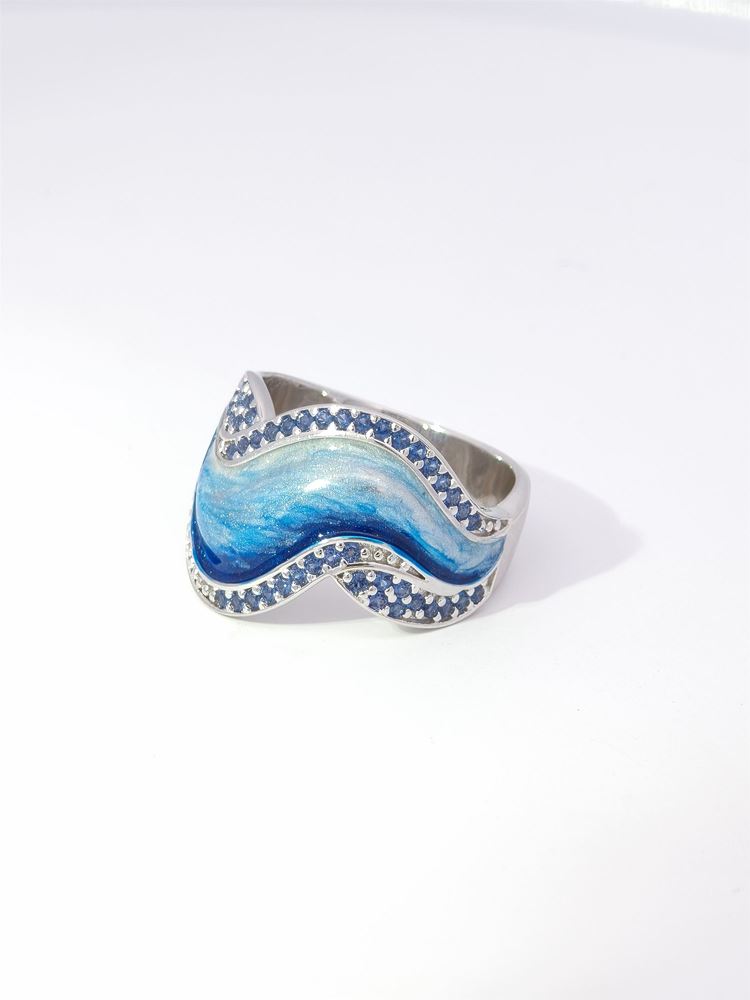 WAVE BLUE STONES BLUE GLAZED RING