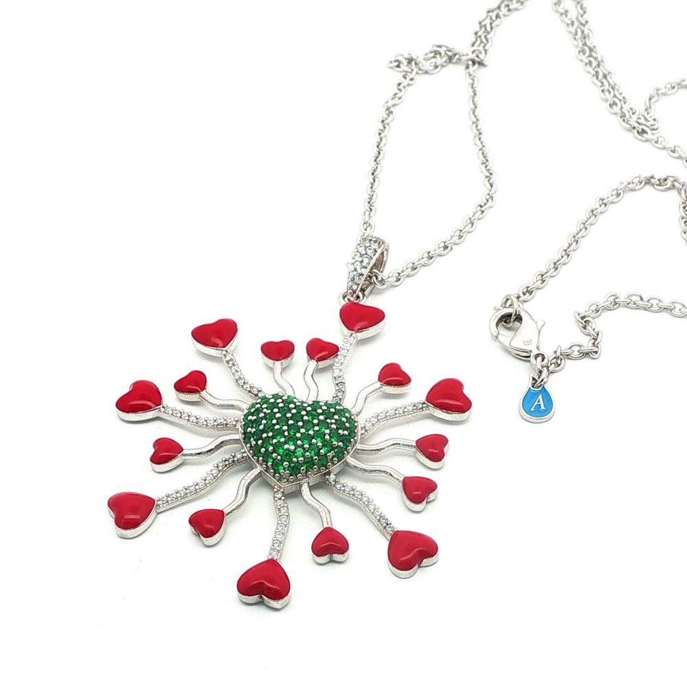 DALì GREEN STONES RED GLAZED NECKLACE