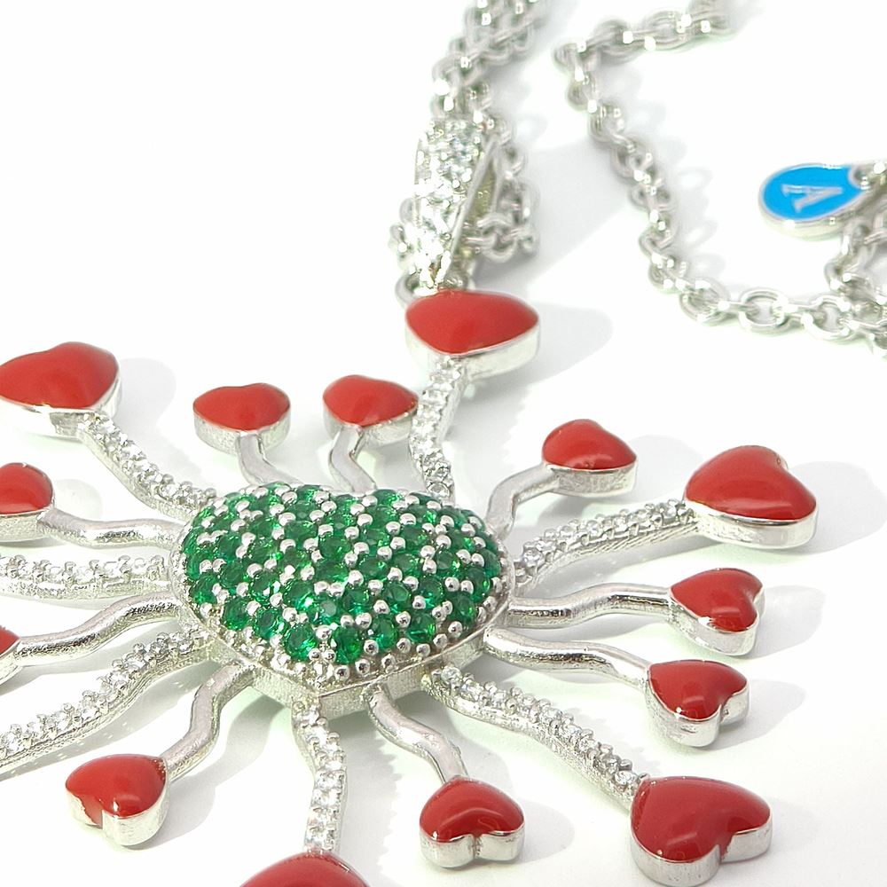 DALì GREEN STONES RED GLAZED NECKLACE