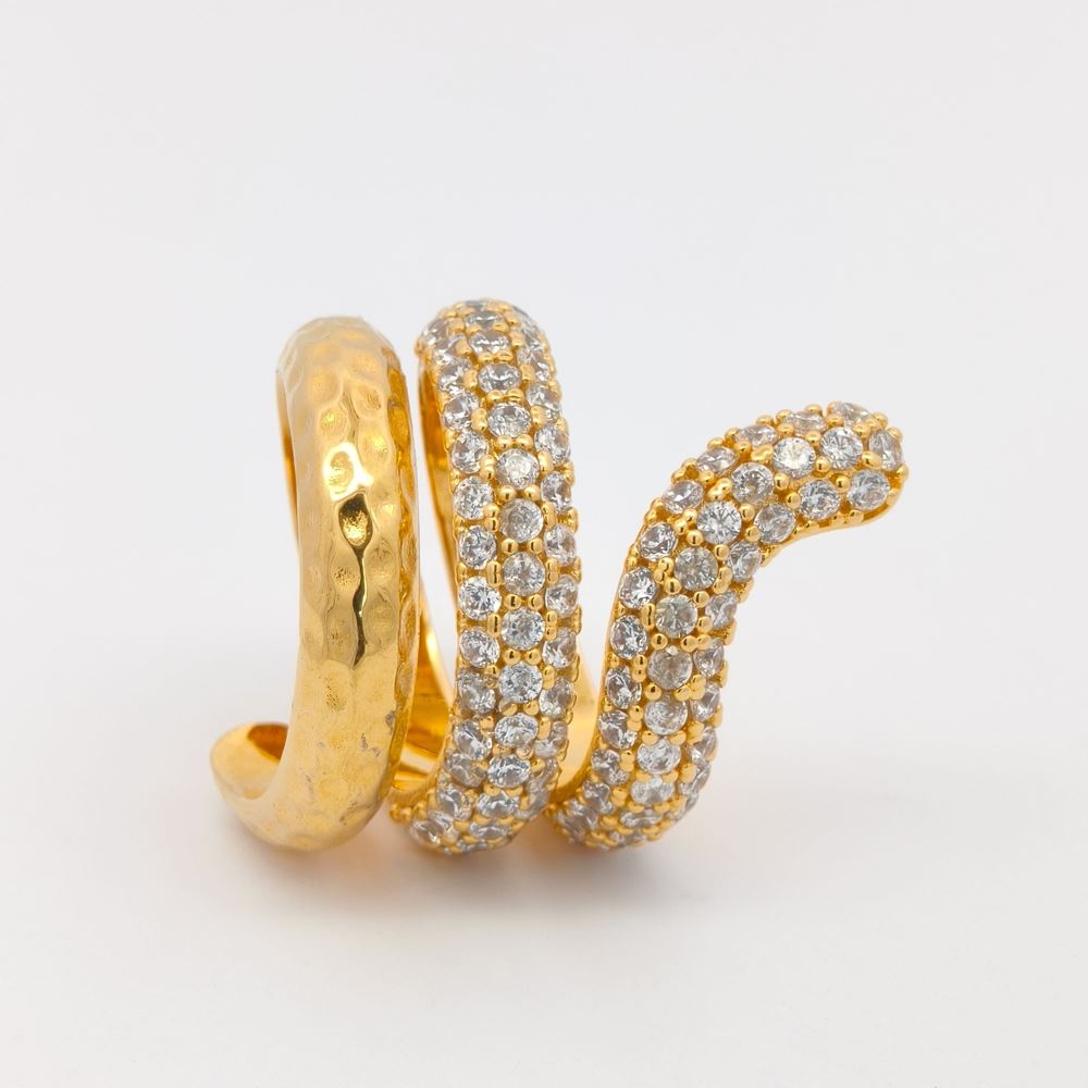 SNAKE GOLD CRYSTAL STONES RING