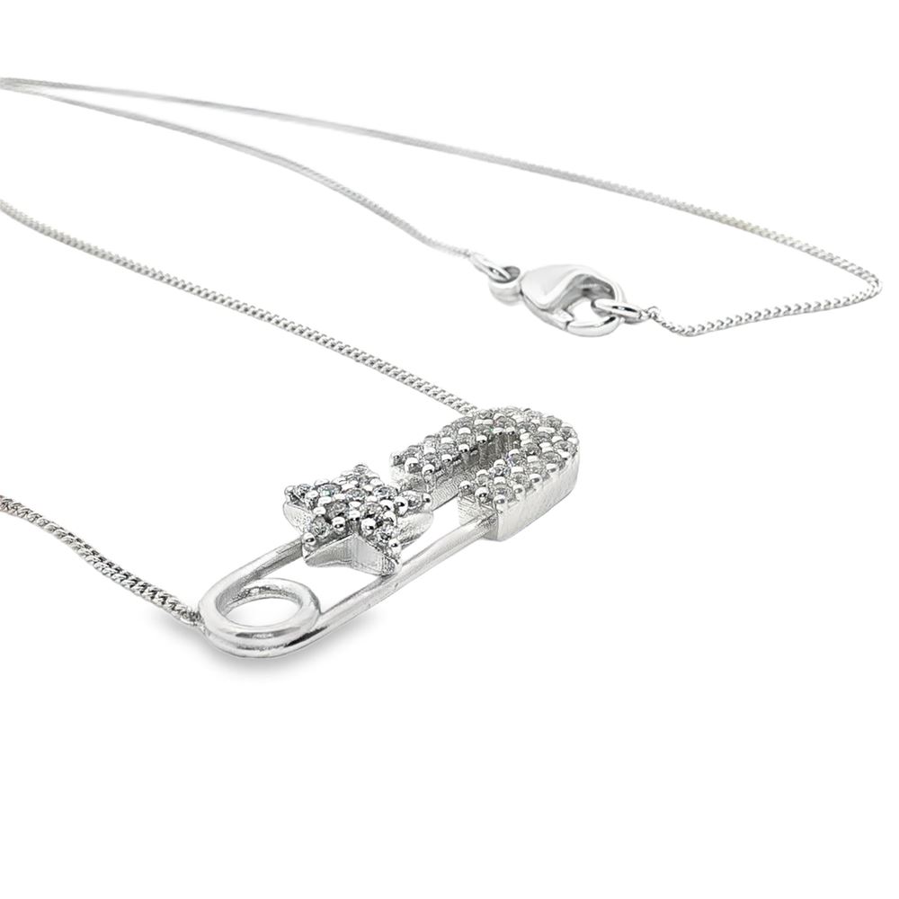 STARLIKE CRYSTAL NECKLACE SAFETY PIN CENTRAL STAR