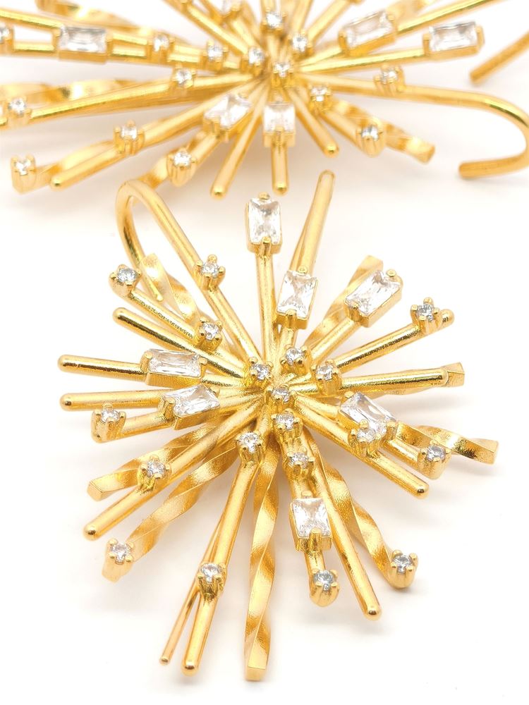 BIG FIREWORK GOLD CRYSTAL STONES EARRINGS