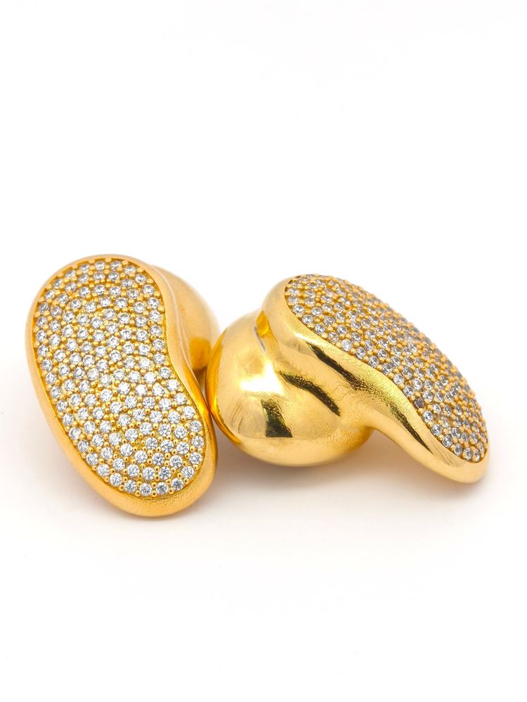 EARBUD DESIGN GOLD CRYSTAL EARRINGS