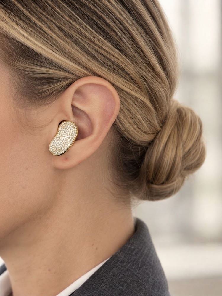 EARBUD DESIGN GOLD CRYSTAL EARRINGS