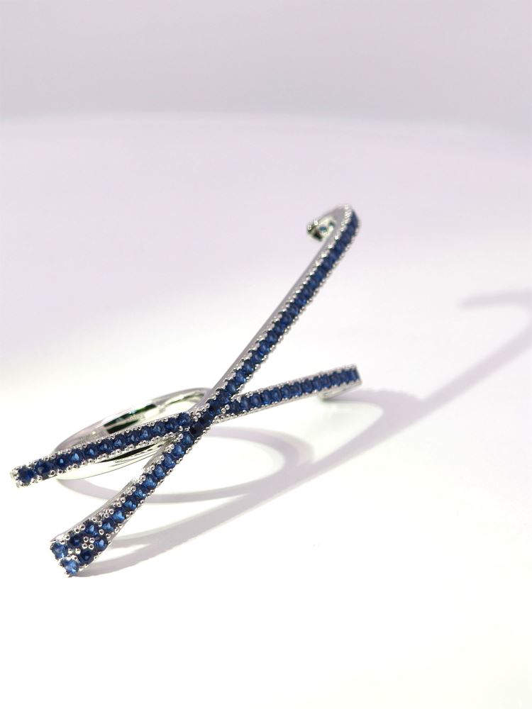 CROSS BLUE STONES RING