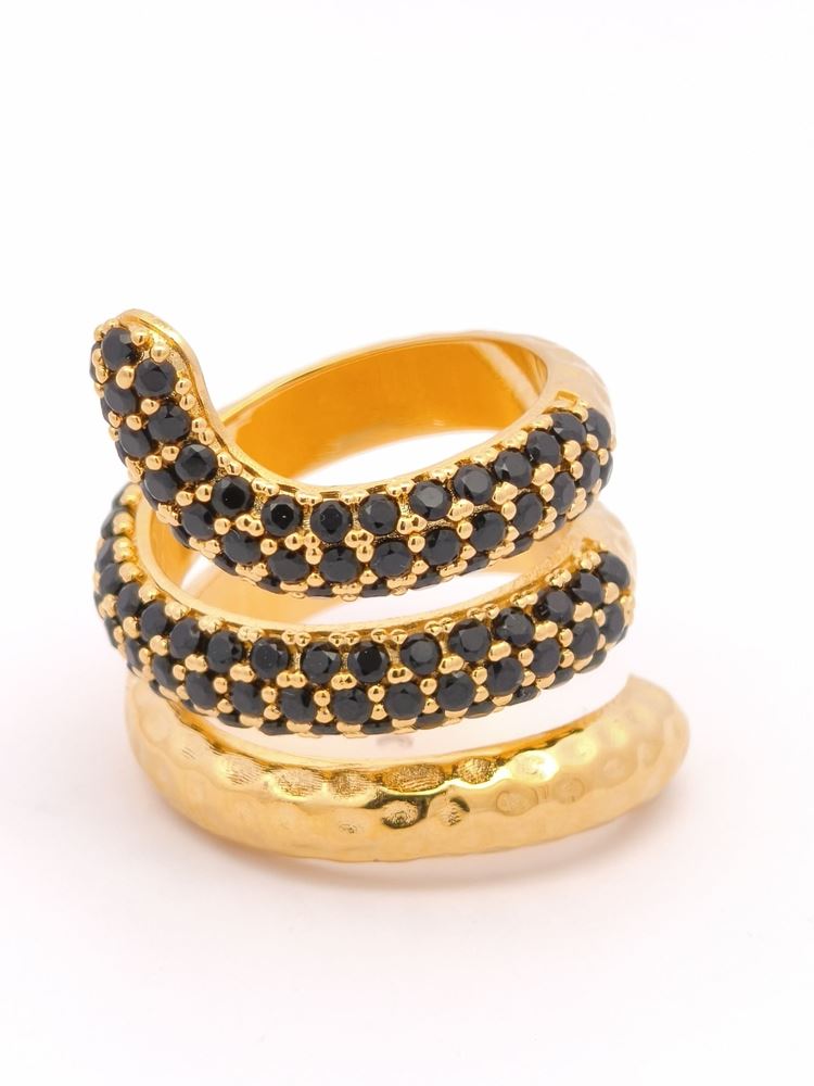 SNAKE GOLD BLACK STONES