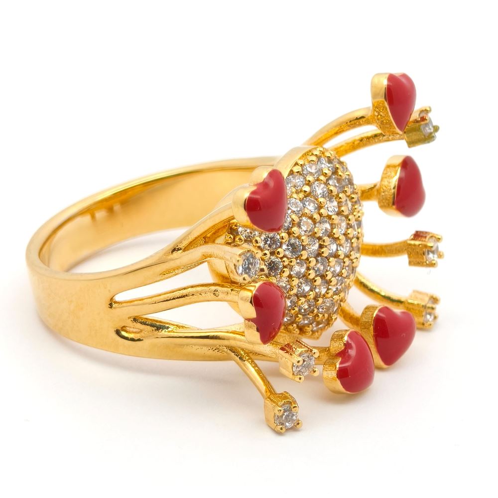 DALì GOLD CRYSTAL STONES RED GLAZED RING