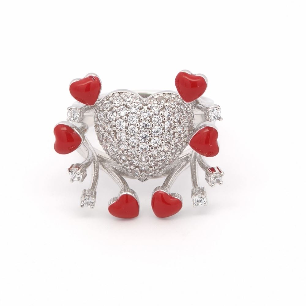 DALì CRYSTAL STONES RED GLAZED RING