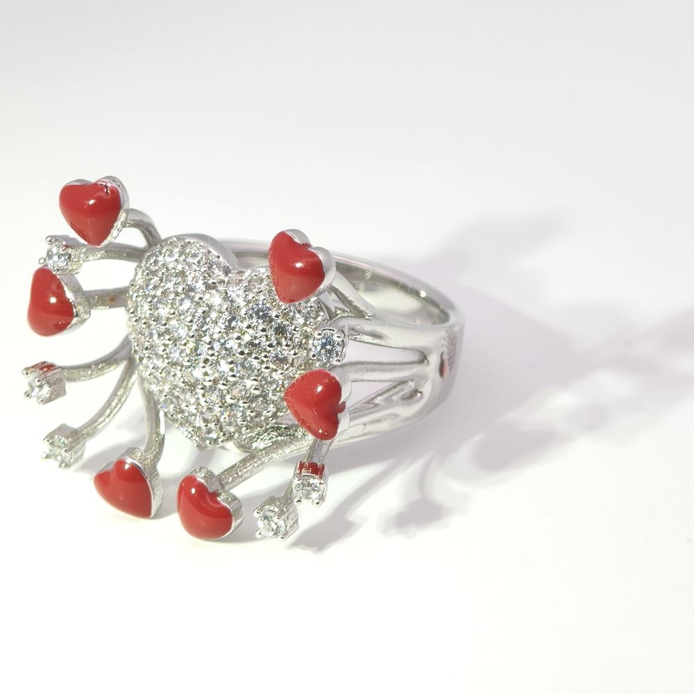 DALì CRYSTAL STONES RED GLAZED RING