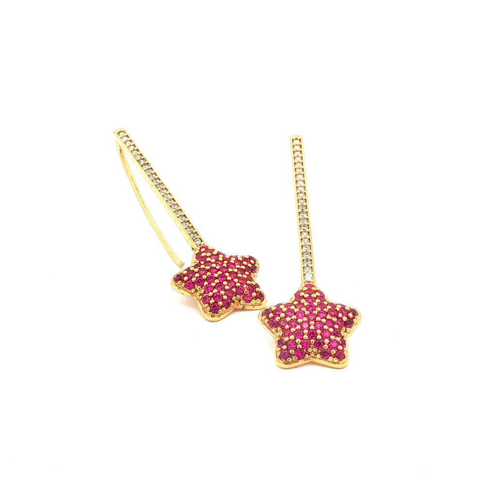 COMETA GOLD RUBY STONES EARRINGS