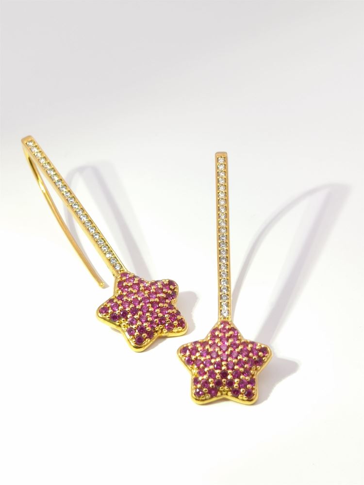 COMETA GOLD RUBY STONES EARRINGS