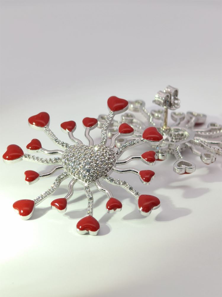 DALì CRYSTAL STONES RED GLAZED EARRINGS