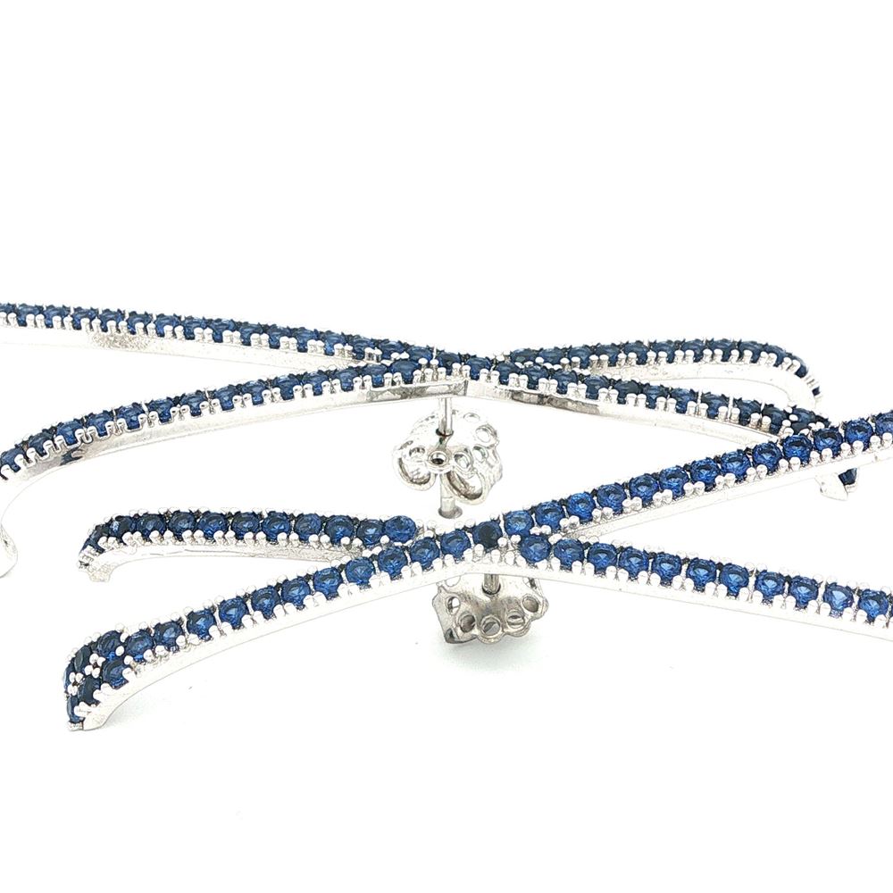 CROSS BLUE STONES CENTRAL PIN EARRINGS