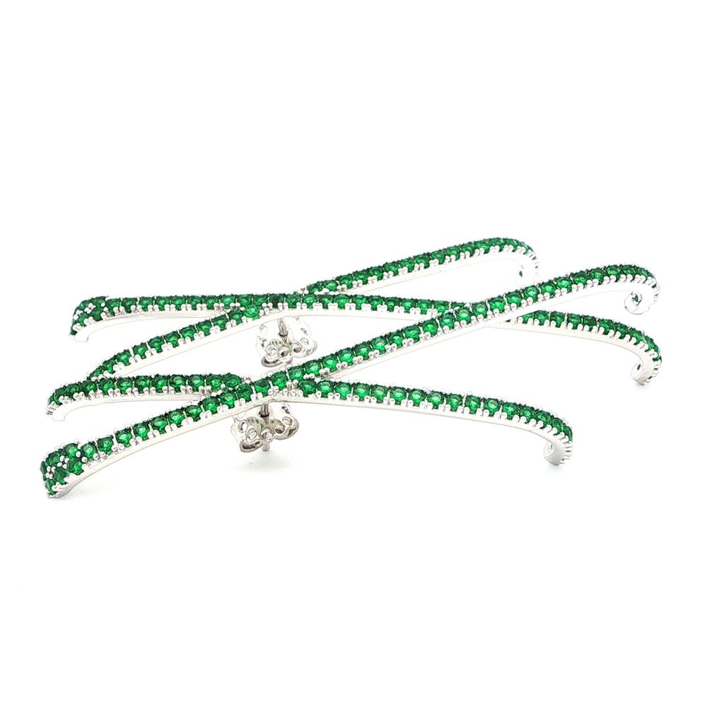 CROSS GREEN STONES CENTRAL PIN EARRINGS