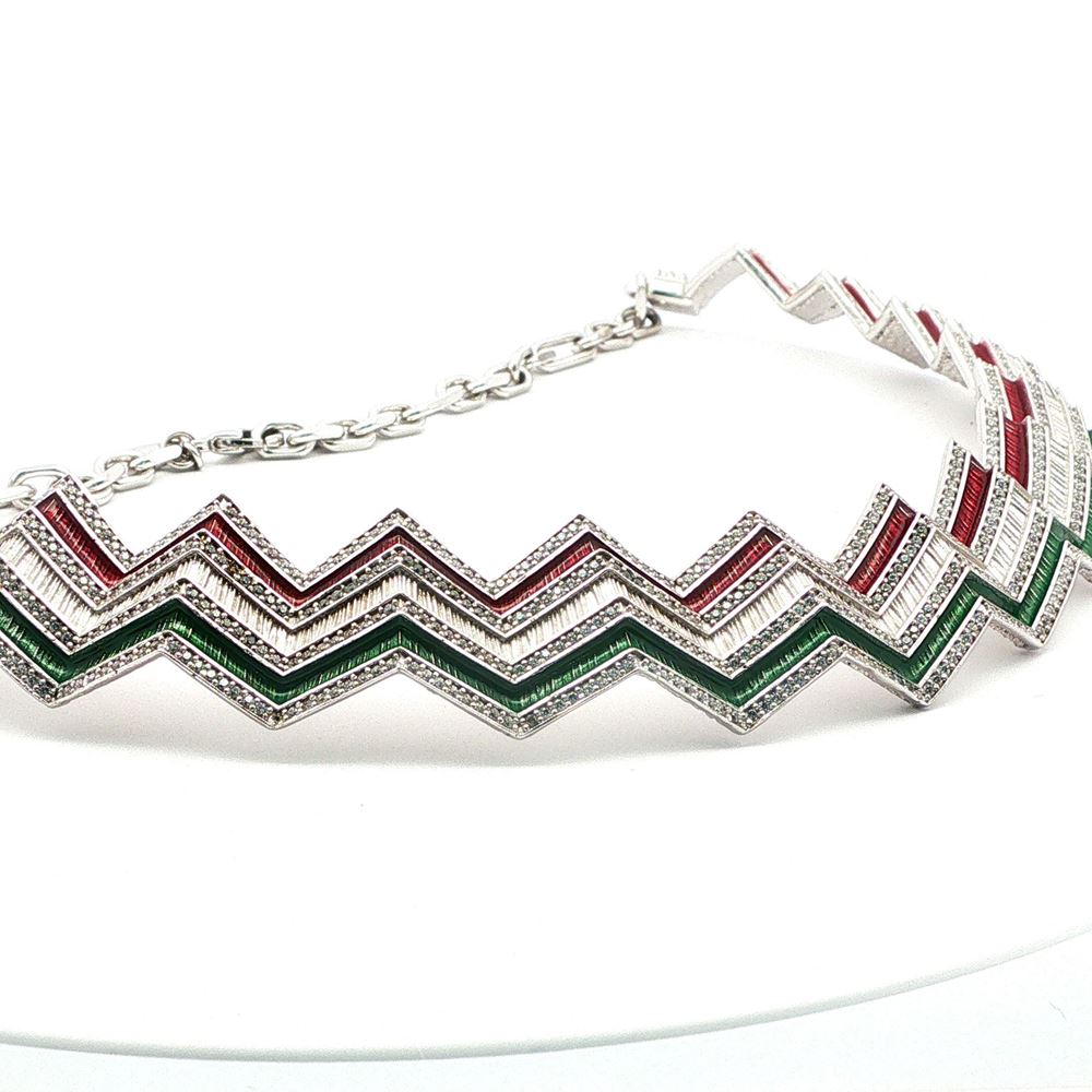 KALEDO CRYSTAL STONES GREEN&RED GLAZED NECKLACE