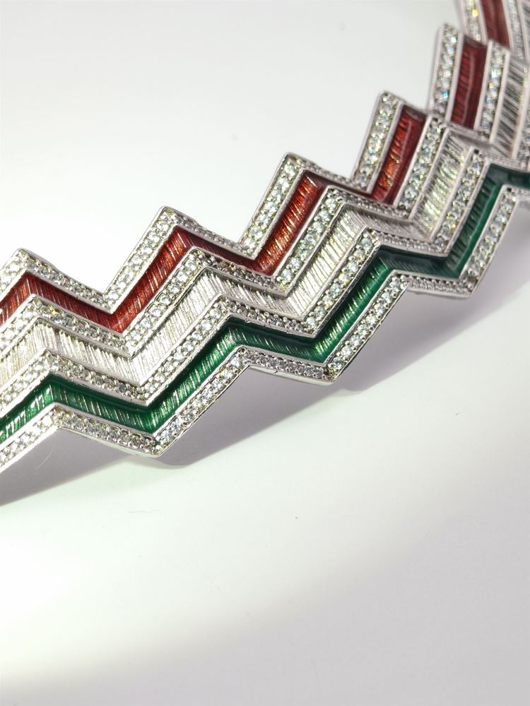 KALEDO CRYSTAL STONES GREEN&RED GLAZED NECKLACE