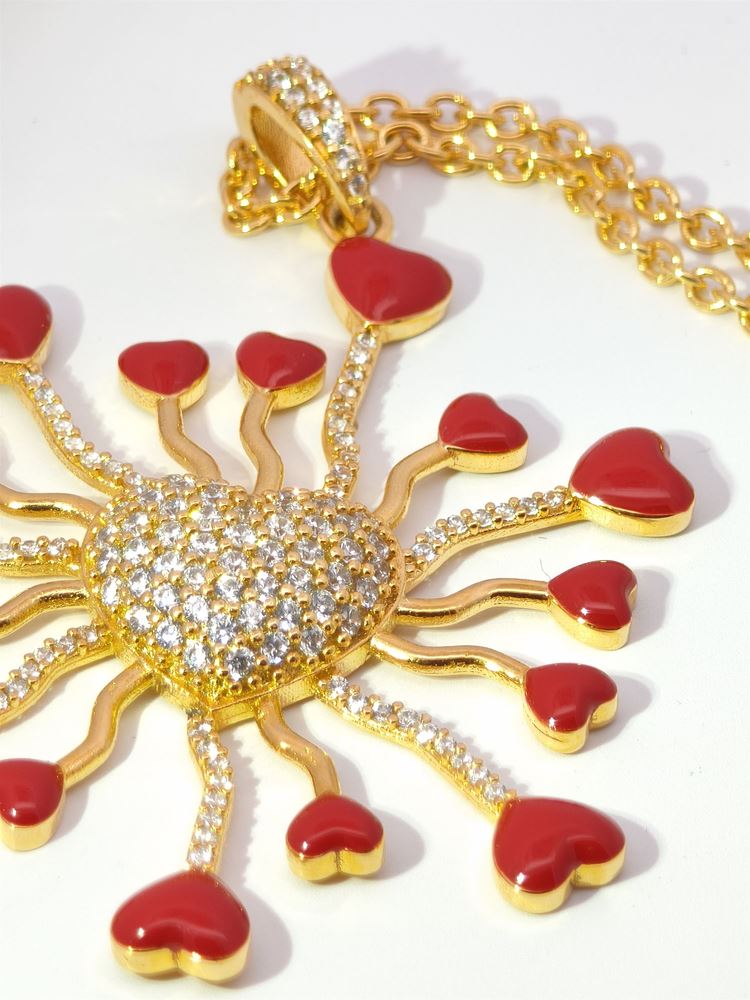 DALì GOLD CRYSTAL STONES RED GLAZED NECKLACE