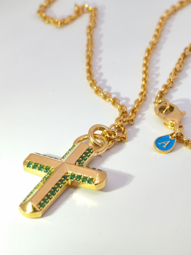 CRUX GOLD GREEN STONES NECKLACE