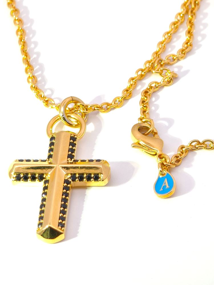 CRUX GOLD BLACK STONES NECKLACE