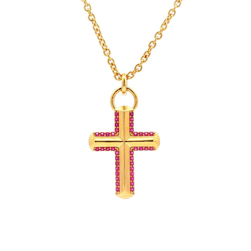 CRUX GOLD RUBY STONES NECKLACE