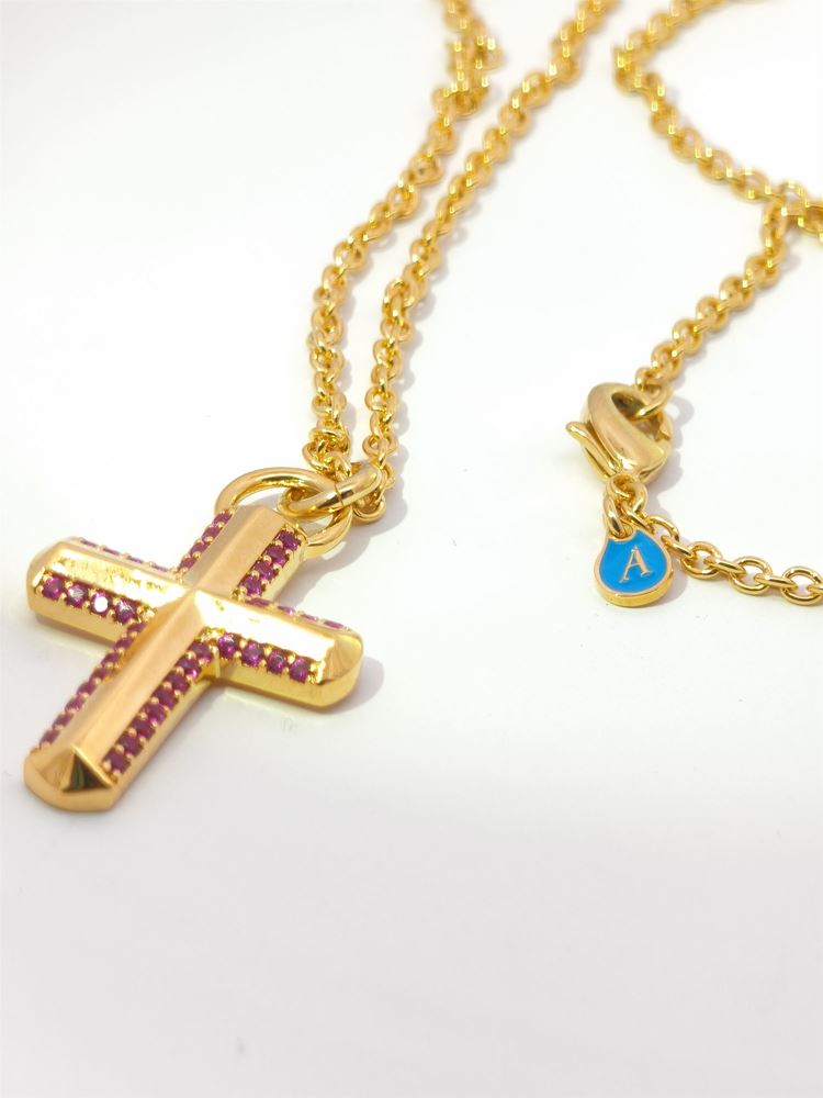 CRUX GOLD RUBY STONES NECKLACE