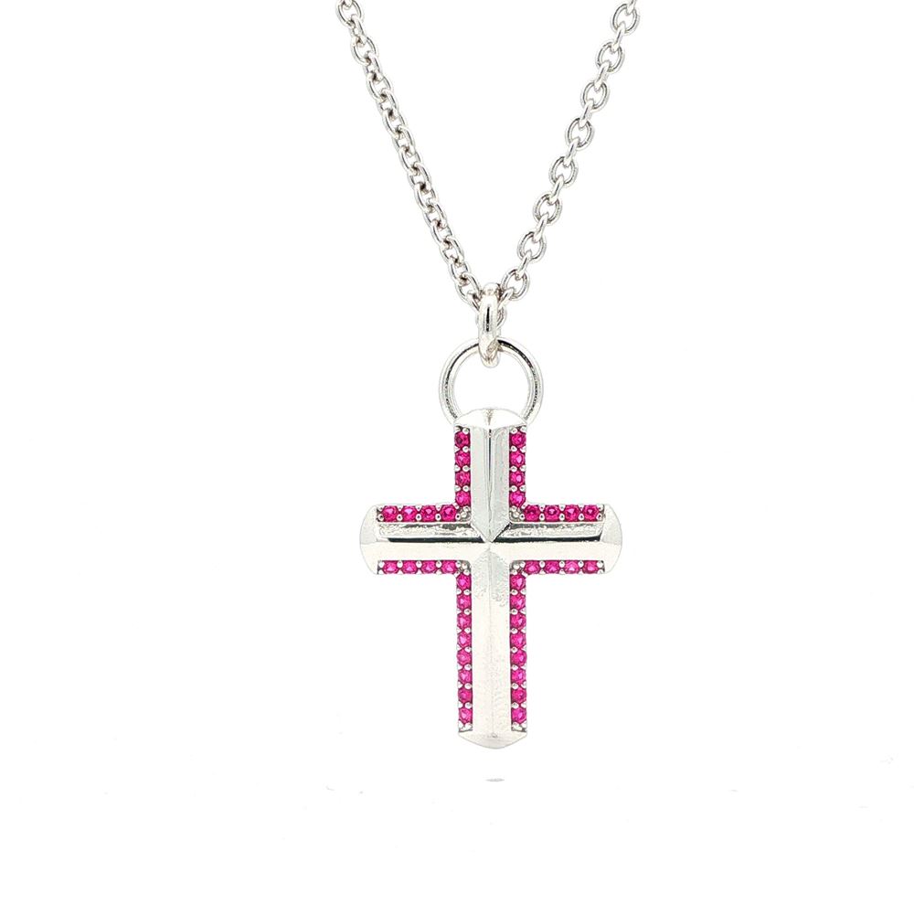 CRUX RUBY STONES RODHIUM NECKLACE