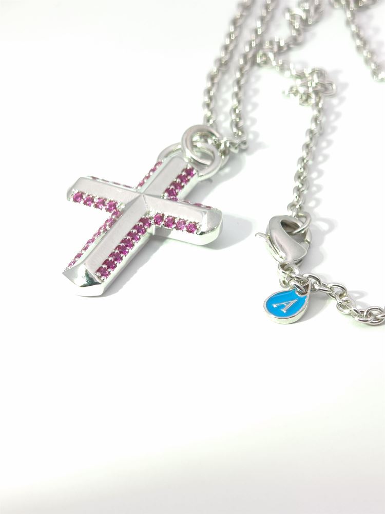 CRUX RUBY STONES RODHIUM NECKLACE