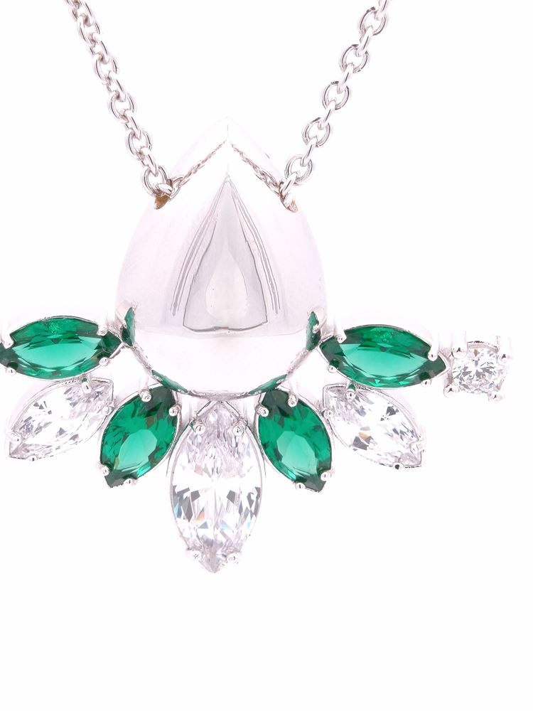 AURORA CRYSTAL&GREEN STONES NECKLACE