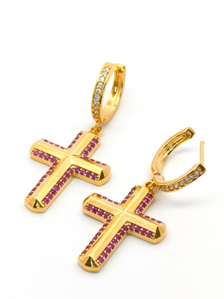CRUX GOLD RUBY STONES EARRINGS