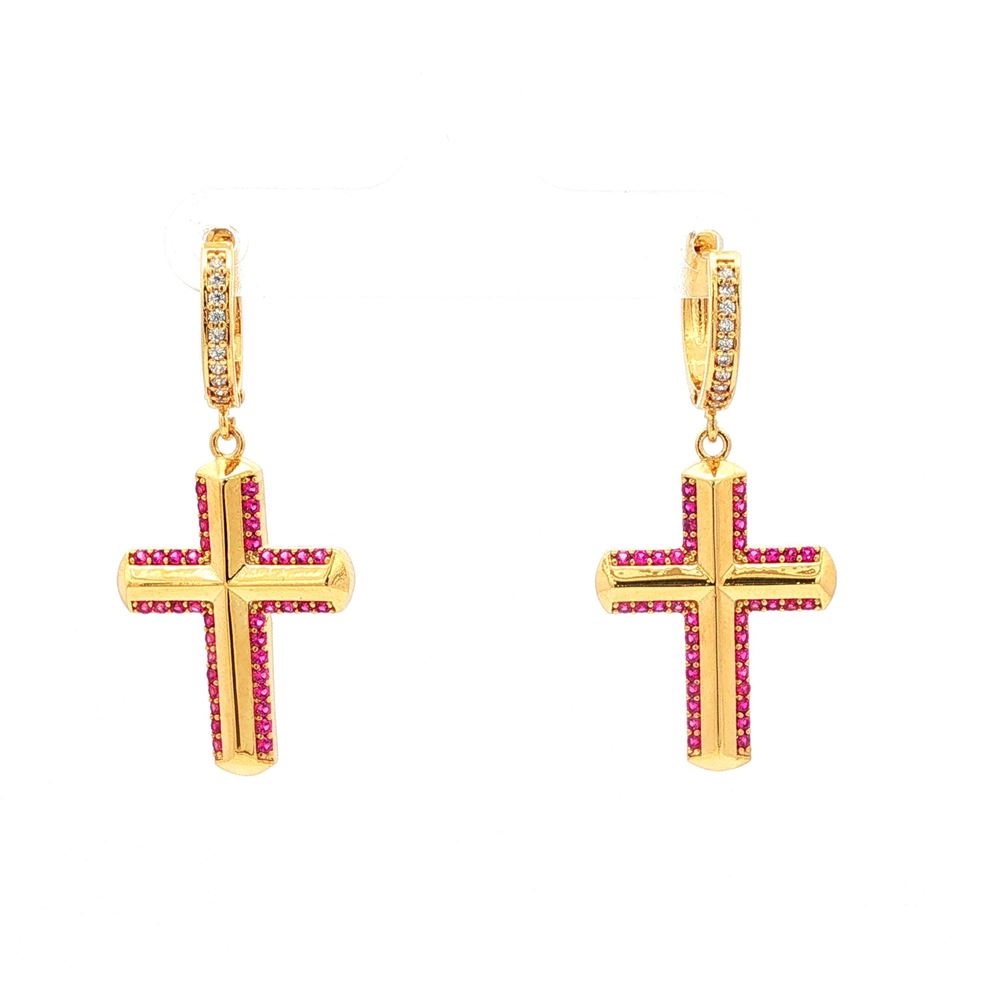CRUX GOLD RUBY STONES EARRINGS