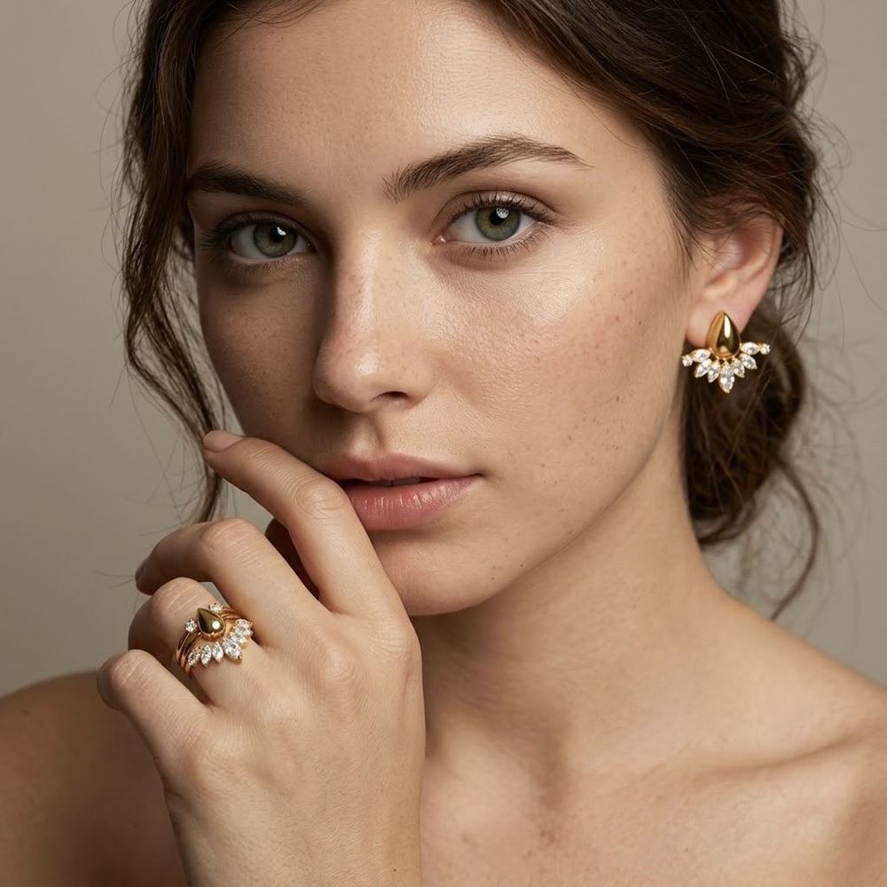AURORA GOLD CRYSTAL STONES EARRINGS