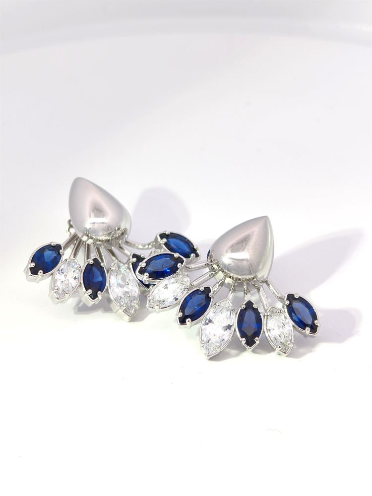 AURORA CRYSTAL&BLUE STONES EARRINGS
