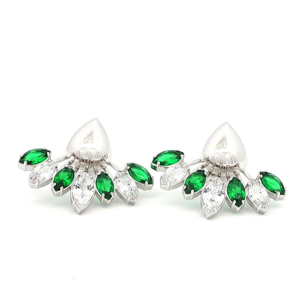 AURORA CRYSTAL&GREEN STONES EARRINGS