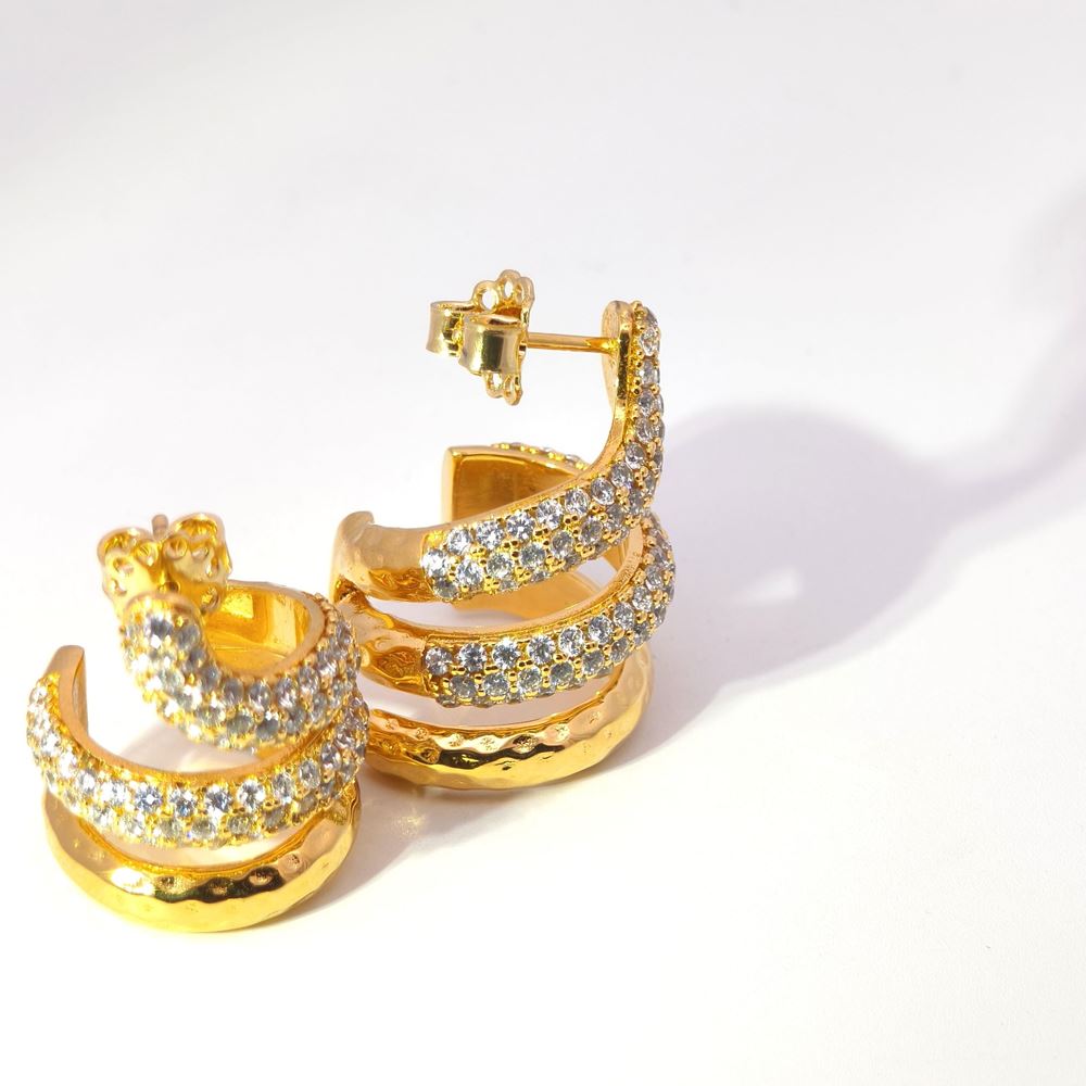 SNAKE (big) GOLD CRYSTAL STONES  EARRINGS