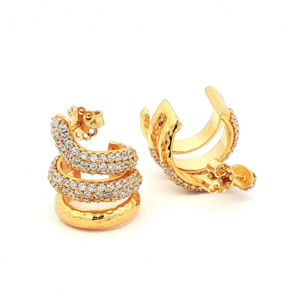 SNAKE (big) GOLD CRYSTAL STONES  EARRINGS