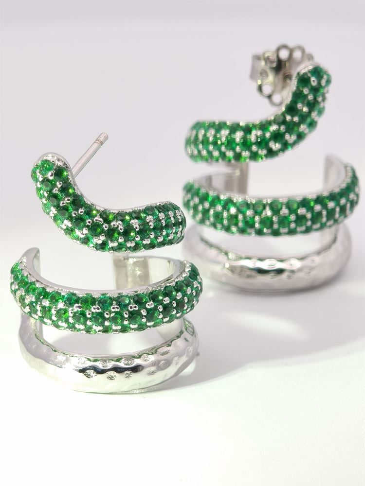 SNAKE (big) GREEN STONES EARRINGS