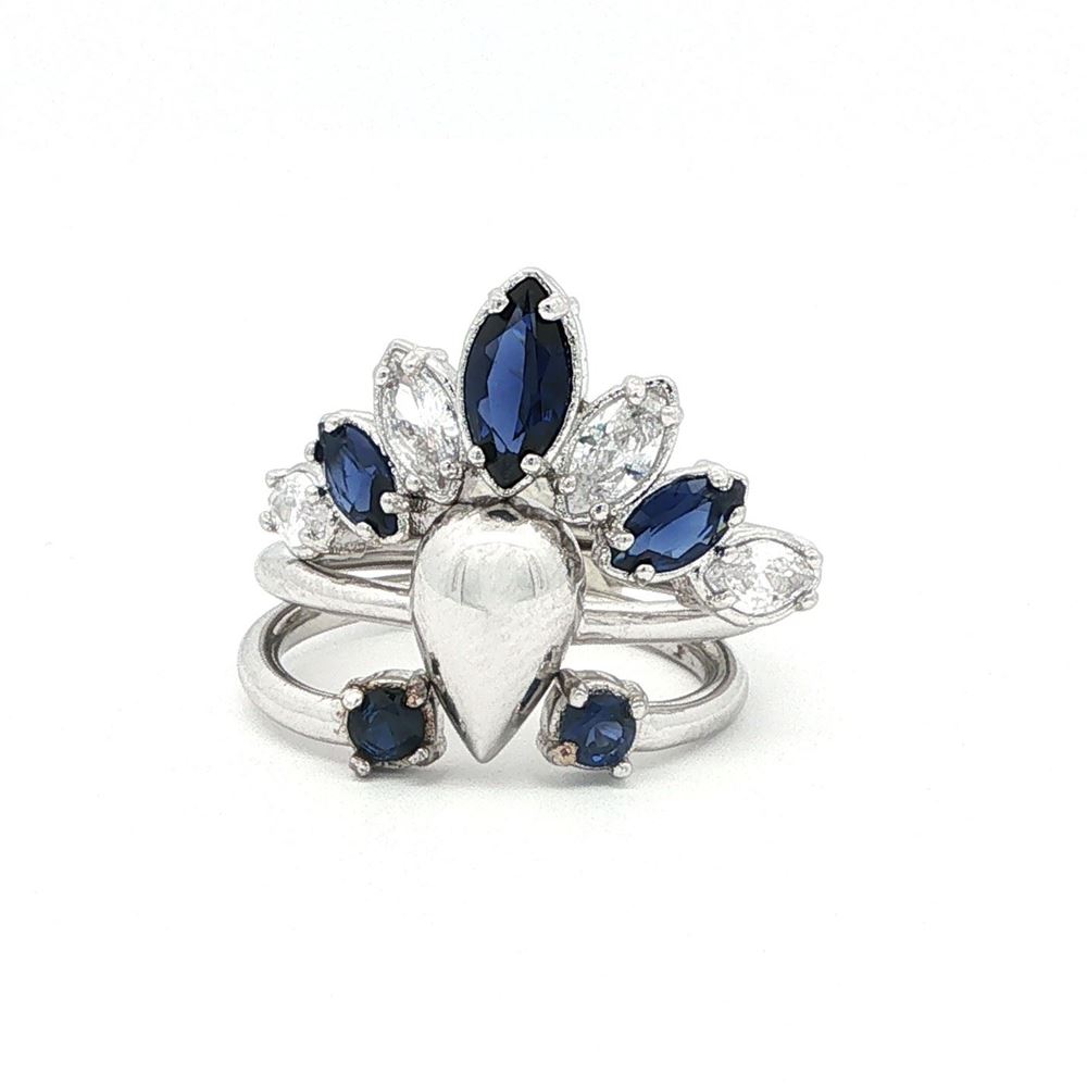 AURORA CRYSTAL&BLUE STONES RING