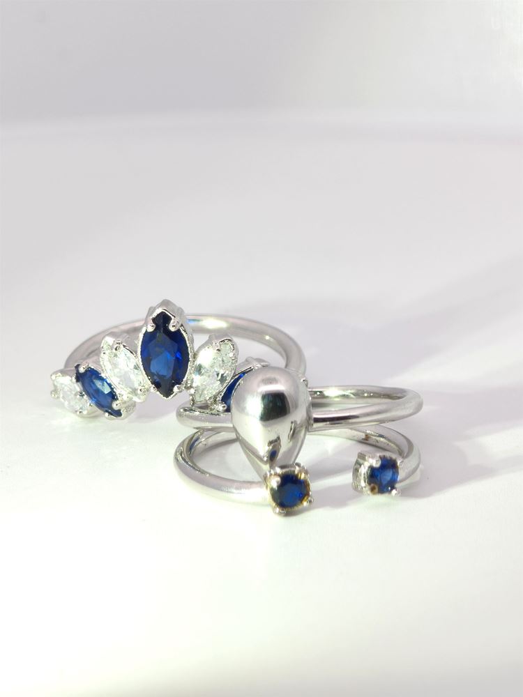 AURORA CRYSTAL&BLUE STONES RING