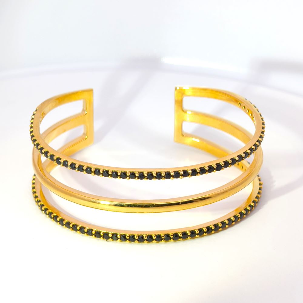 LINE GOLD BLACK STONES BRACELET