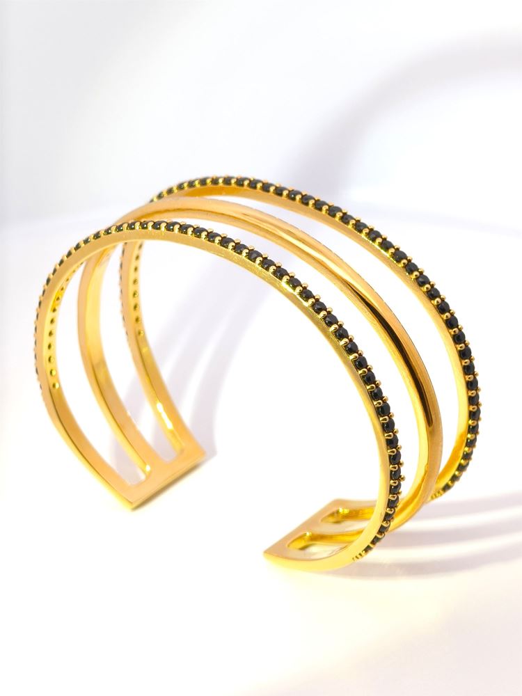 LINE GOLD BLACK STONES BRACELET