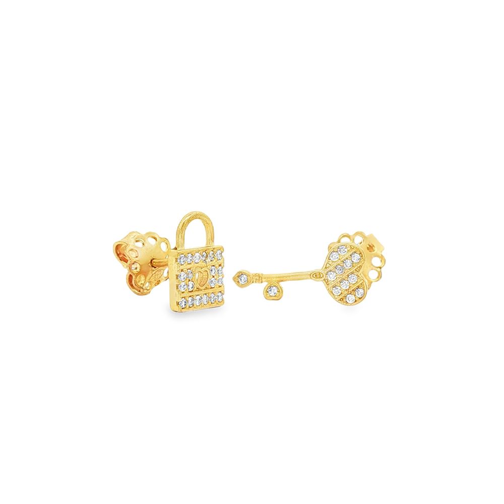 UNLOCK YOUR HEART GOLD CRYSTAL EARRINGS