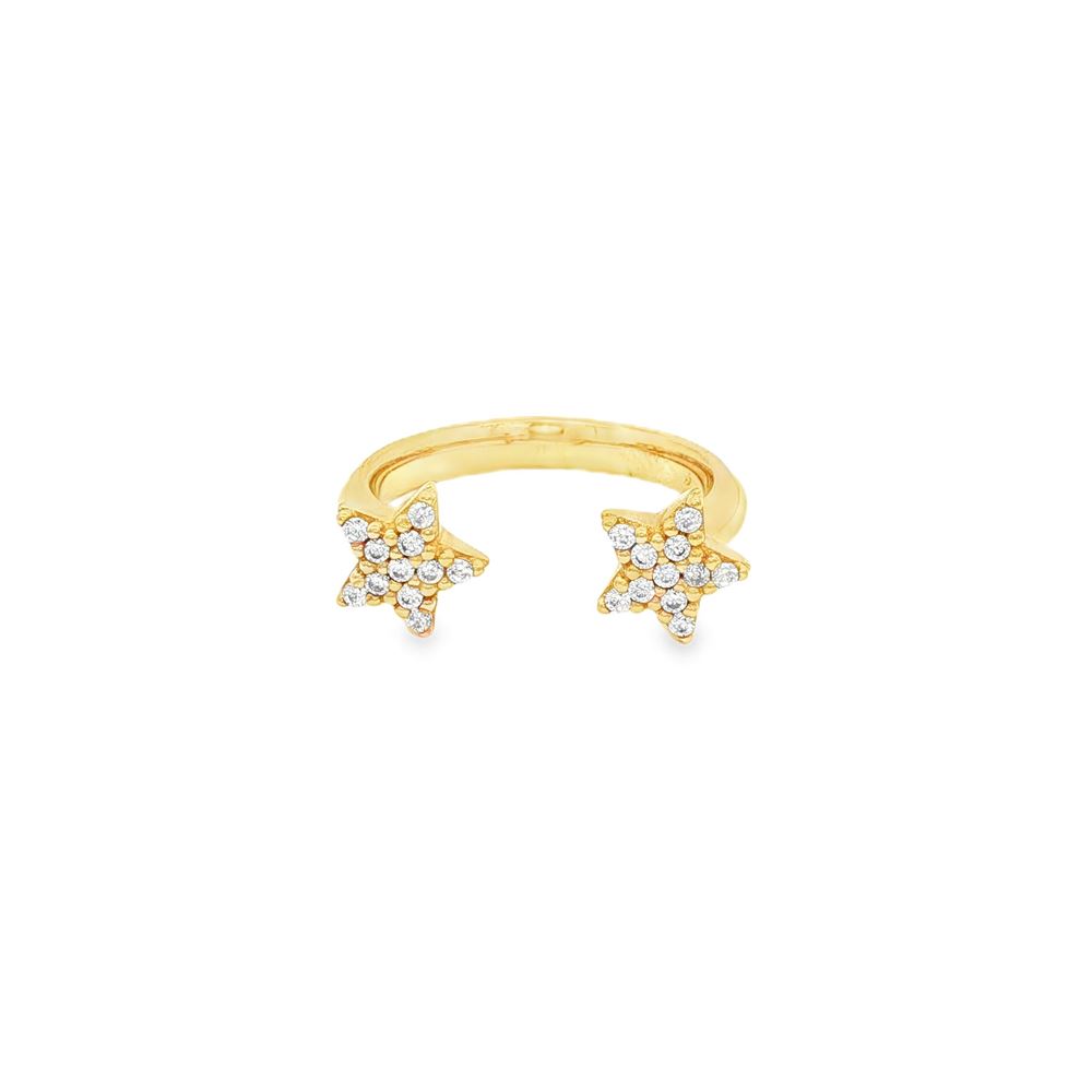 starlike gold crystal two stars ring