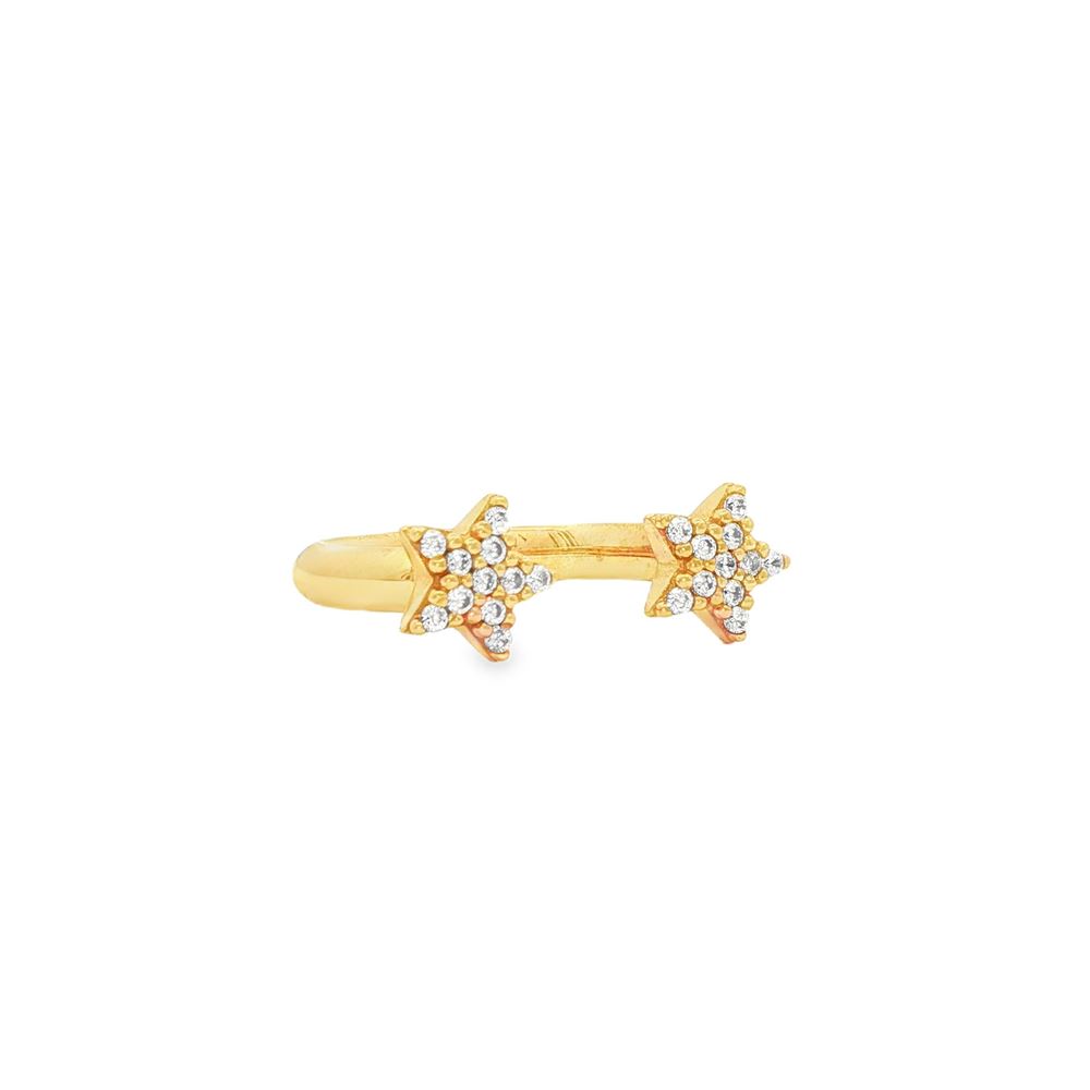 starlike gold crystal two stars ring