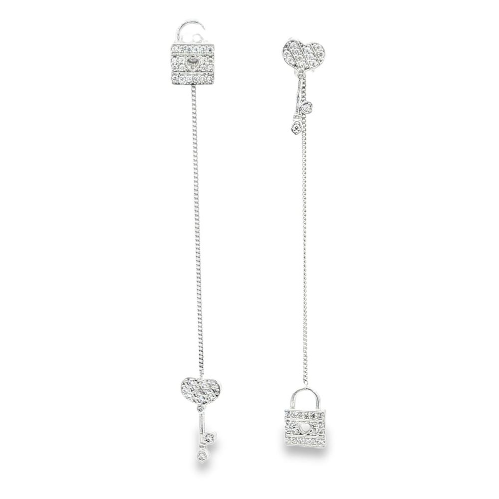 UNLOCK YOUR HEART CRYSTAL CHAIN EARRINGS