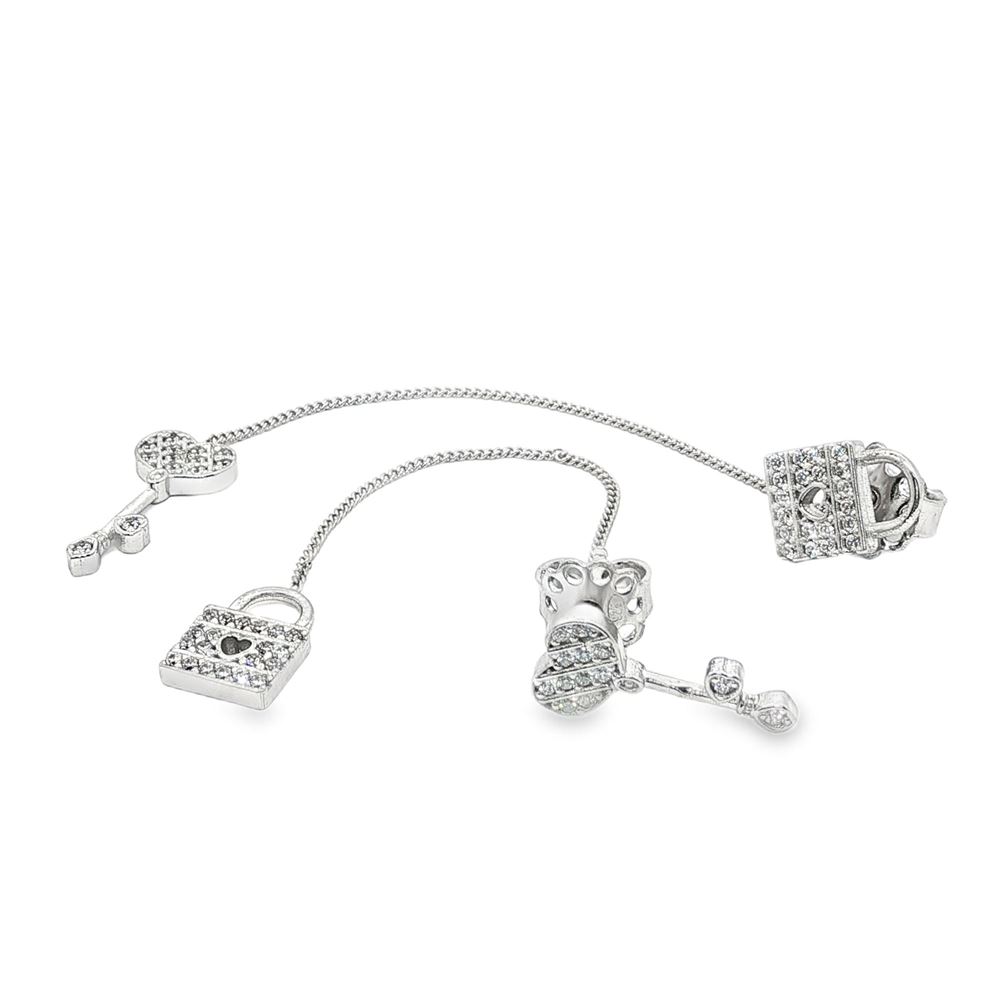 UNLOCK YOUR HEART CRYSTAL CHAIN EARRINGS