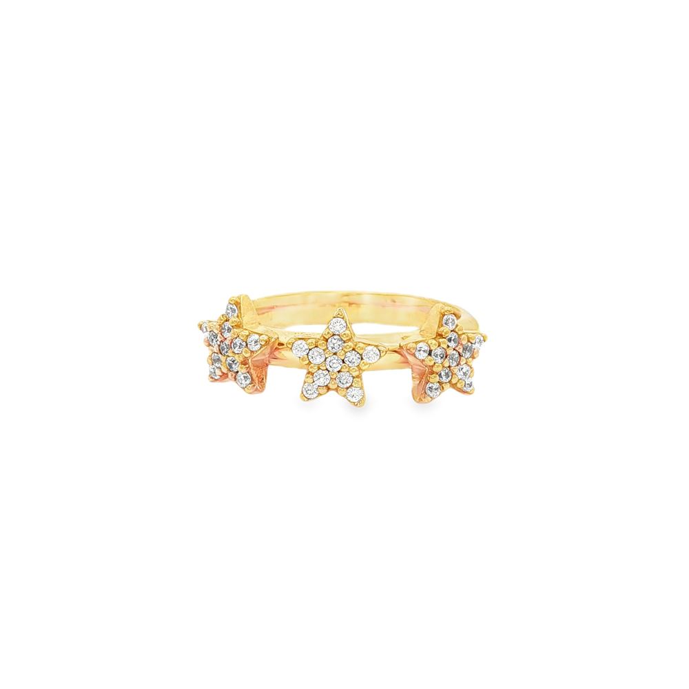 starlike gold crystal three stars ring