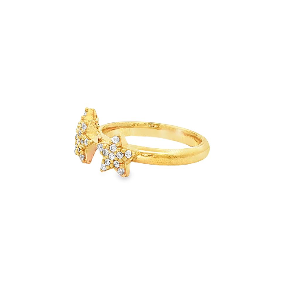 starlike gold crystal three stars ring