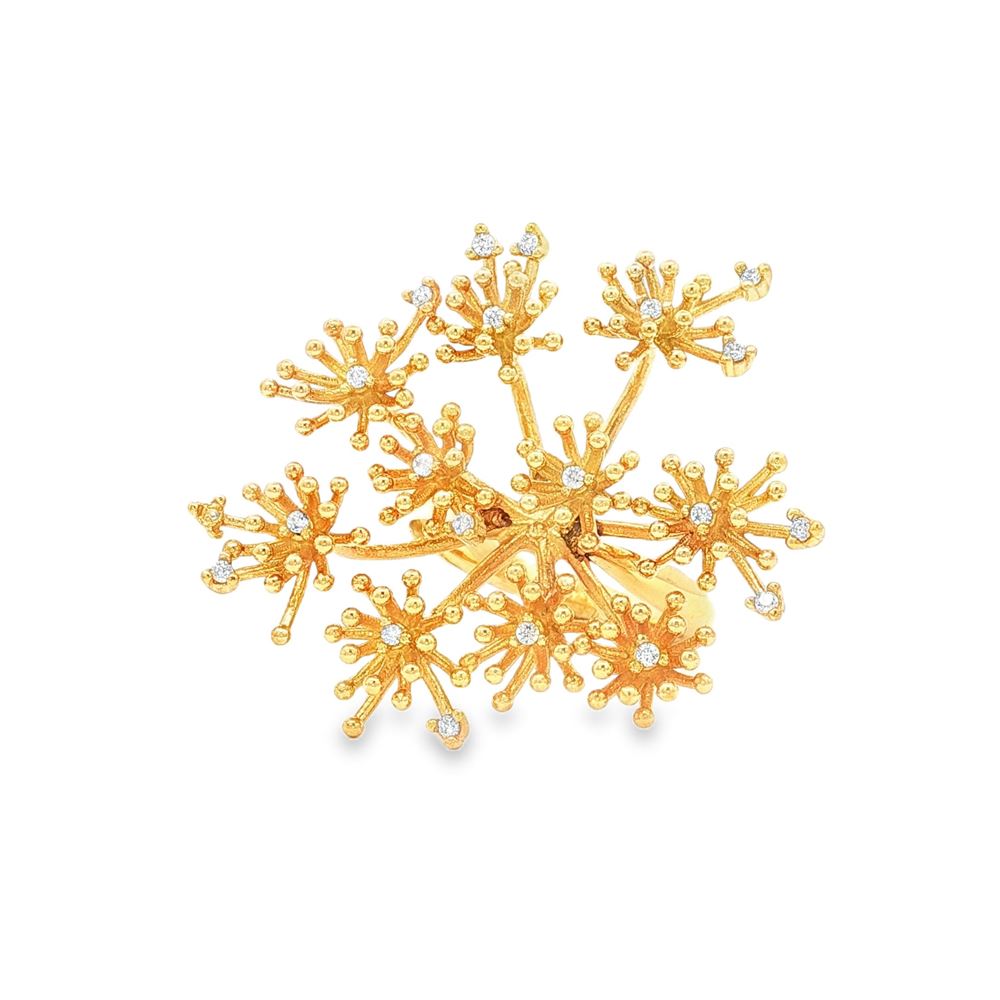 dandelion gold crystal ring