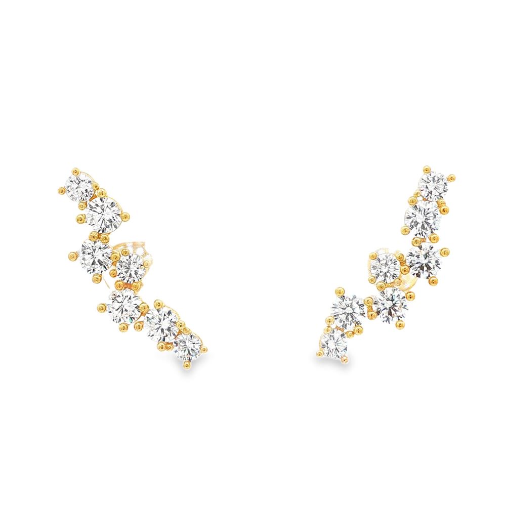 rainbow gold crystal earrings central pin